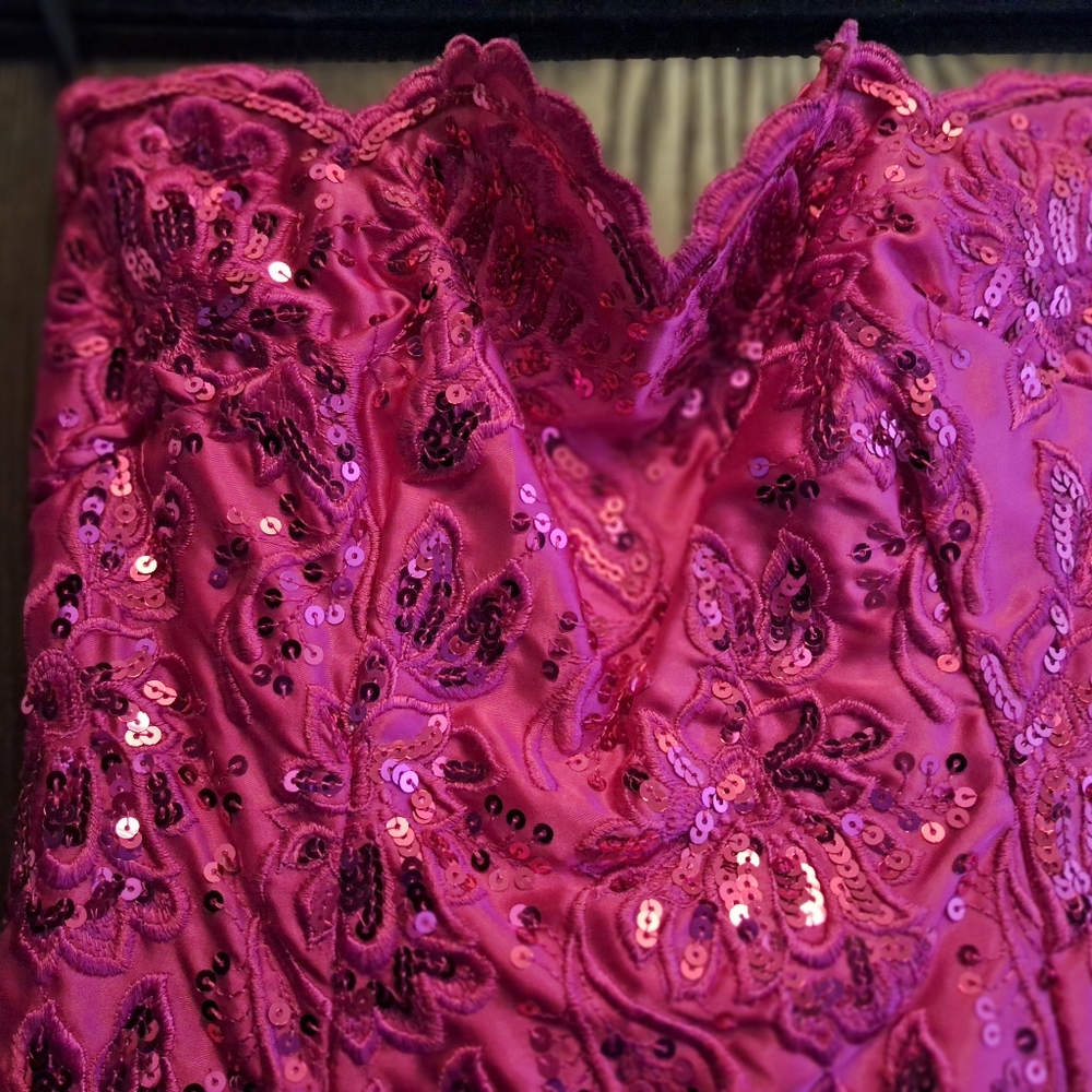 Vintage Pink Sequin Floral Dress